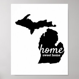 Póster Michigan Hogar Sweet Home Black Silhouette