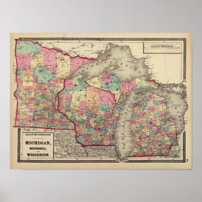 Póster Michigan, Minnesota y Wisconsin (Frente)