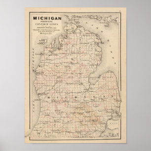 Póster Michigan muestra líneas de contorno