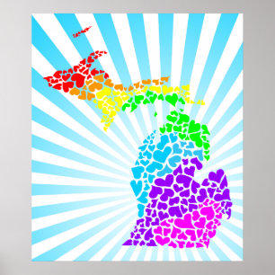 Póster michigan reventó corazones de arco iris
