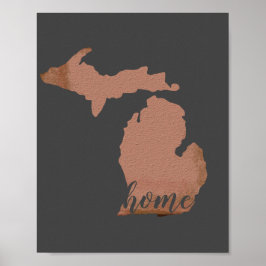 Póster Michigan Silhouette Copper Gray