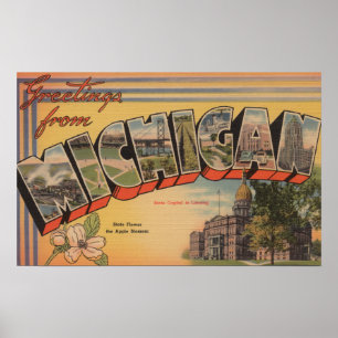 Póster Michigan (State Capital/Flower)