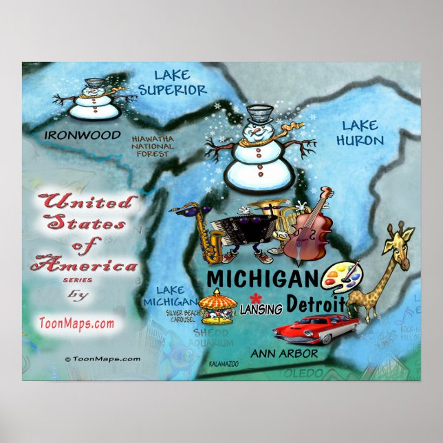 Póster Michigan USA (Frente)