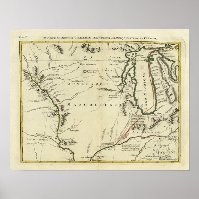 Póster Michigan, Wisconsin, Illinois (Frente)