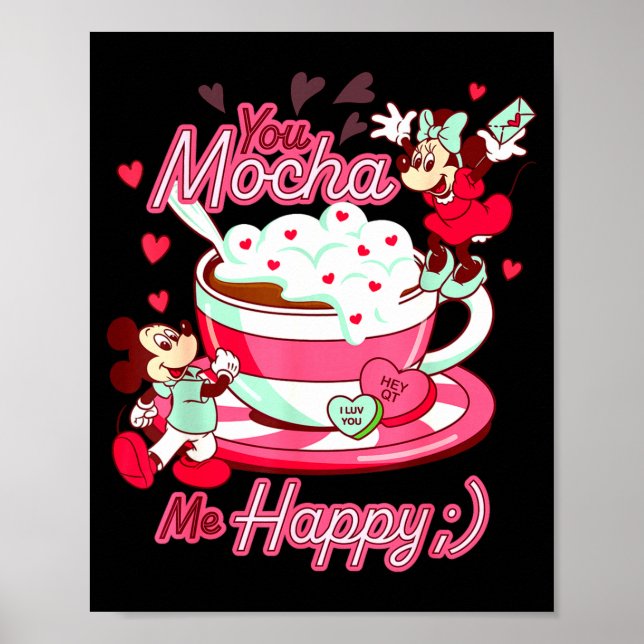 Póster Mickey Amp Minnie Valentines Day You Mocha Me H  (Frente)