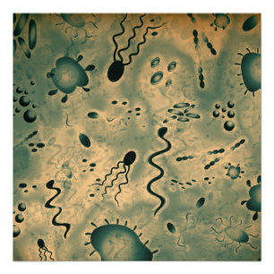 Póster Microbios microscópicos