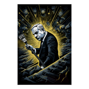Póster Micrófono Benjamin Netanyahu