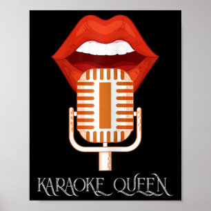 Póster Micrófono de música de cantante Reina de karaoke f