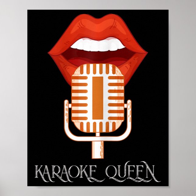 Póster Micrófono de música de cantante Reina de karaoke f (Frente)