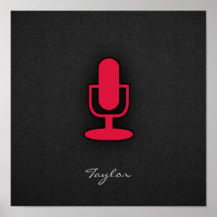 Póster Micrófono rojo Crimson