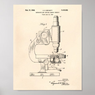 Póster Microscopio 1948 Patent Art Old Peper