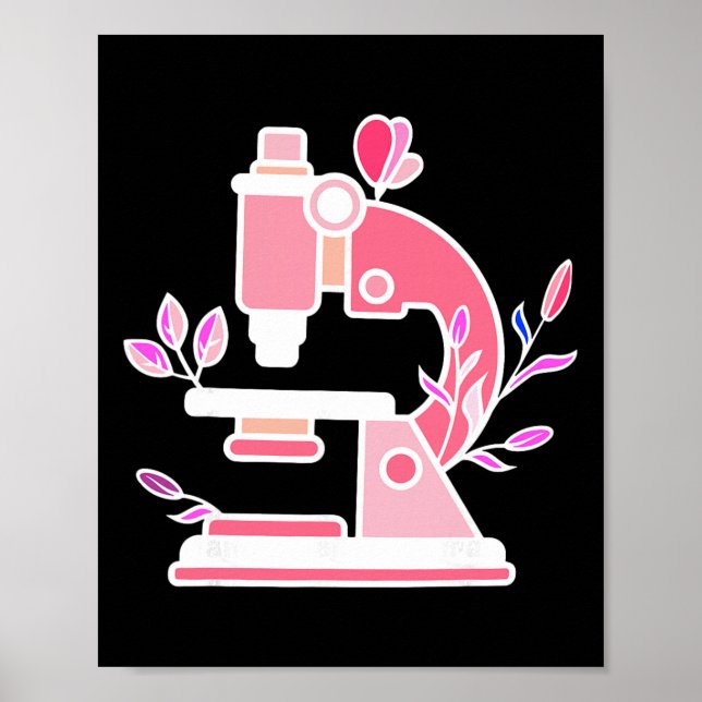 Póster Microscopio floral de laboratorio científico Biólo (Frente)
