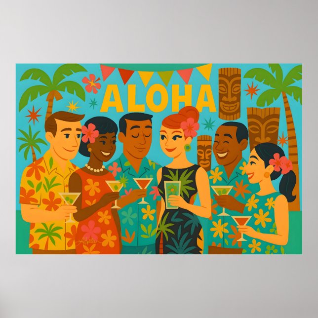 Póster Mid Century 60s Luau Office Cocktail Party (Frente)