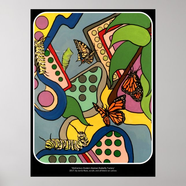 Póster Mid-Century Abstract Butterfly Factory painting on (Frente)
