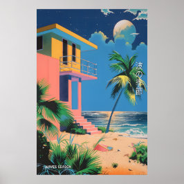 Póster Mid-Century Beach House Art Print Japanese