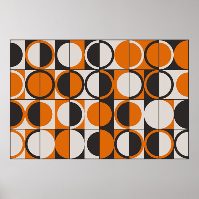 Póster Mid-century geometric abstract pattern with simple (Frente)