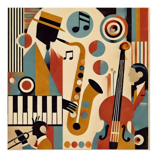 Póster Mid Century Jazz Age Modern Minimalist Trio (Anverso)