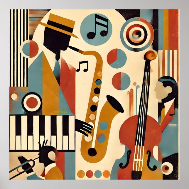 Póster Mid Century Jazz Age Modern Minimalist Trio (Frente)