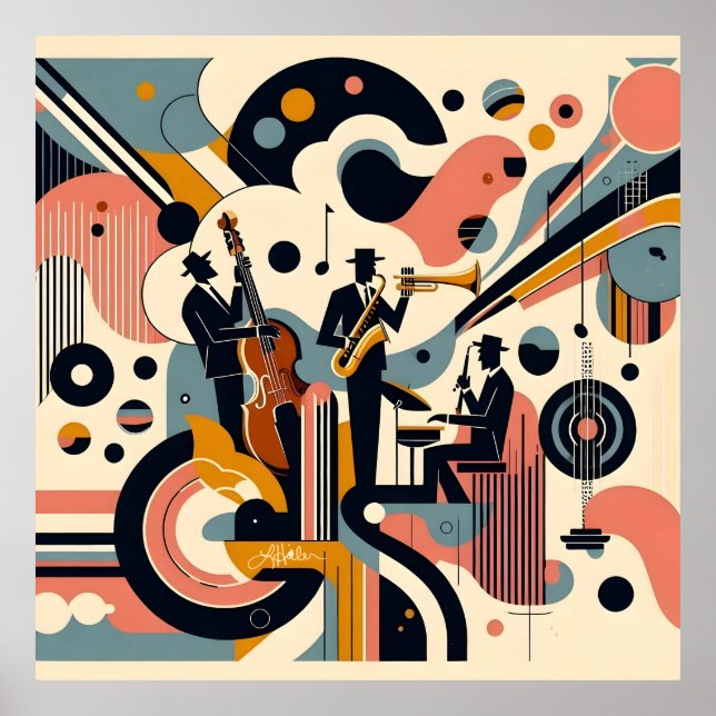 Póster Mid Century Jazz Age Psychedelic Trio (Frente)