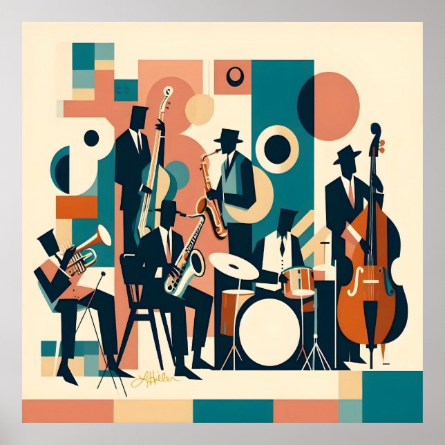 Póster Mid Century Jazz Age Sextet (Frente)
