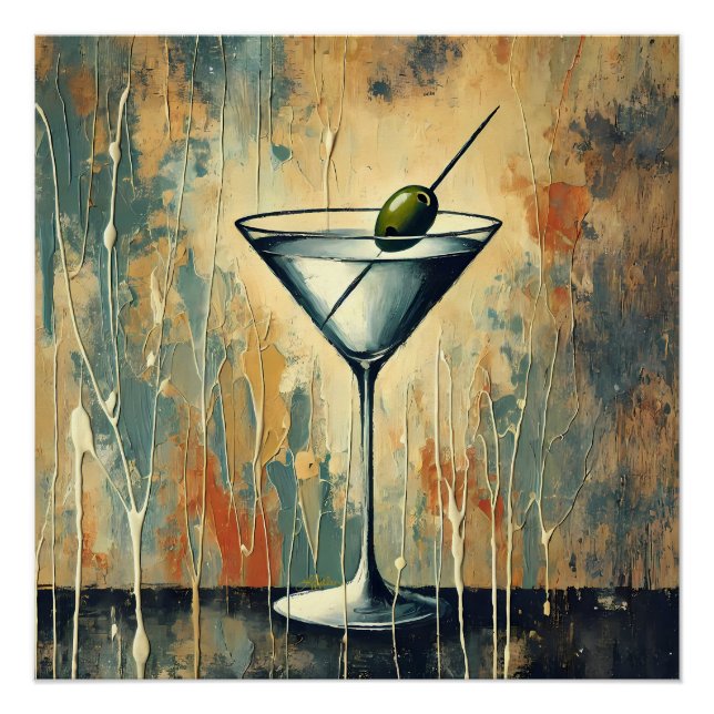 Póster Mid Century Mixed Media Martini Art (Anverso)