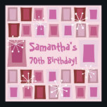 Póster Mid Century Modern 70th Birthday Pink<br><div class="desc">Personalize the midcentury design on these fun and colorful birthday party supplies by adding a custom name. Even the age can be changed!</div>