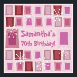 Póster Mid Century Modern 70th Birthday Pink<br><div class="desc">Personalize the midcentury design on these fun and colorful birthday party supplies by adding a custom name. Even the age can be changed!</div>