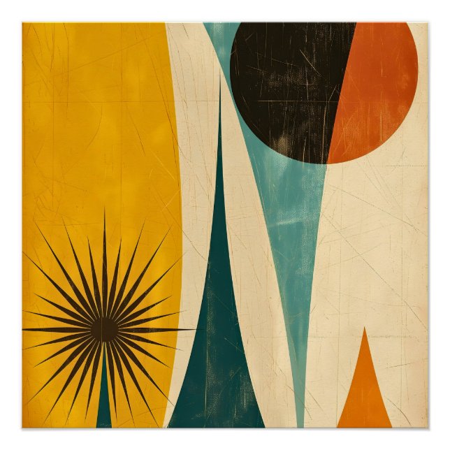 Póster Mid Century Modern Abstract Geometric Art Design (Anverso)