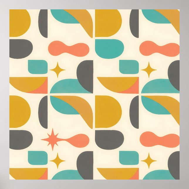 Póster Mid Century Modern Abstract Pattern (Frente)