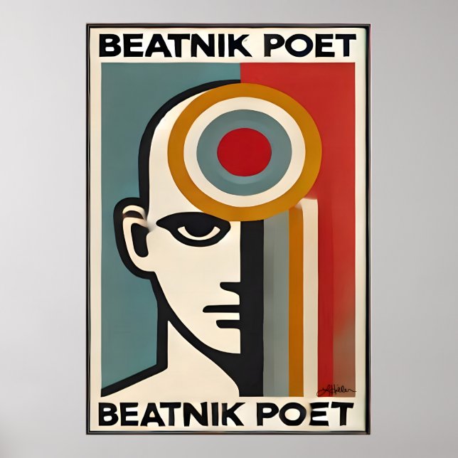 Póster Mid Century Modern Art Beatnik Poet (Frente)
