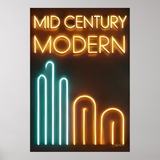 Póster Mid Century Modern Art Neon Sign Design (Frente)