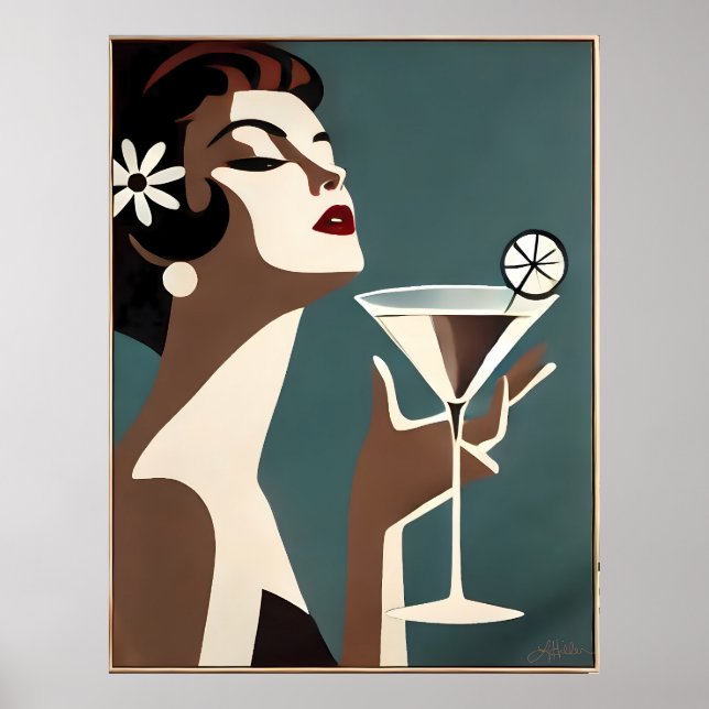Póster Mid Century Modern Art The Martini DIva (Frente)