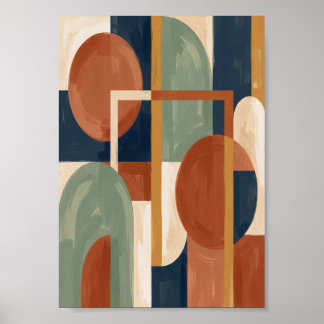 Póster Mid Century Modern Bauhaus Abstract Art Print
