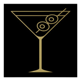 Póster Mid Century Modern Gold 2 Olive Martini