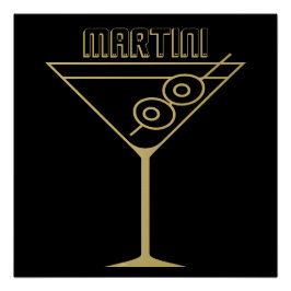 Póster Mid Century Modern Gold 2 Olive Martini