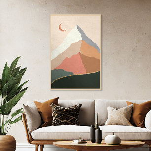 Póster Mid Century Modern Mountains Abstract
