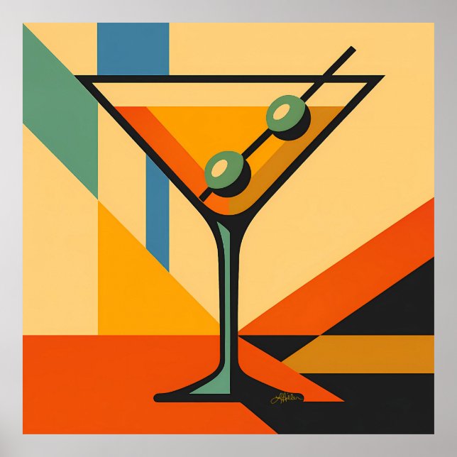 Póster Mid Century Modern Sunrise Bauhaus Martini (Frente)
