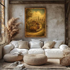 Póster Mid-Century Retro San Francisco Cable Car Vintage