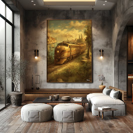 Póster Mid-Century Retro Venice Train – Vintage European 