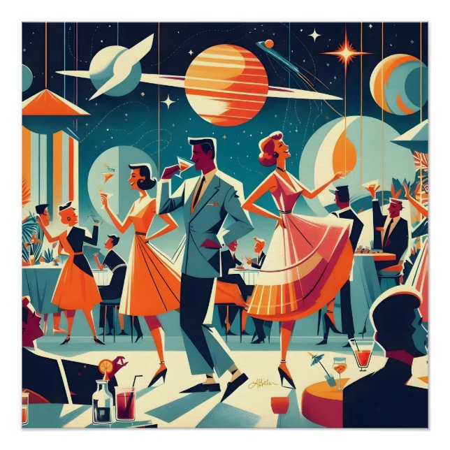 Póster Mid Century Space Age Cocktail Party (Anverso)