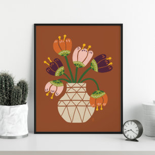 Póster Mid Mod Tulips Bouquet Poster