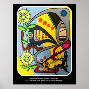 Póster "MidCentury Mod Resumen Garden Bee"