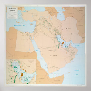 Póster Middle East Oil Fields Map (1993)
