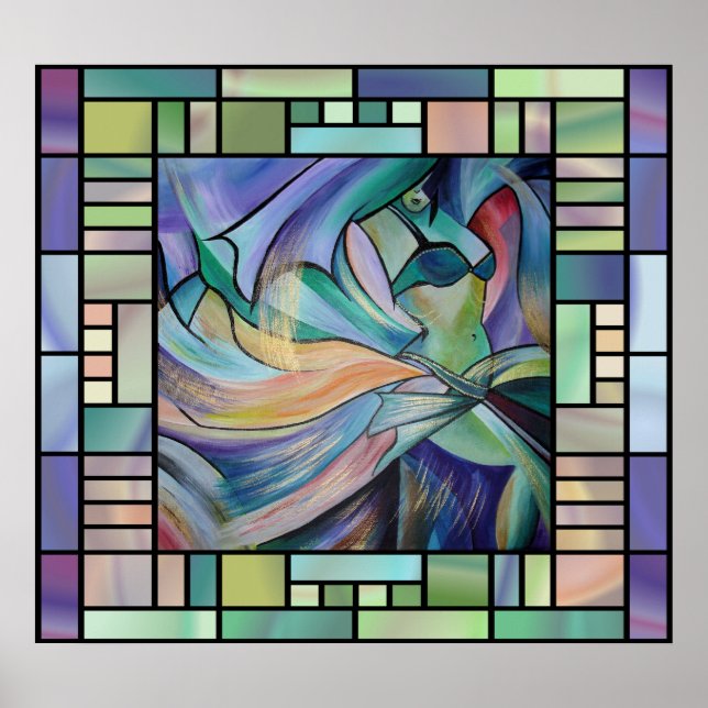 Póster Middle Eastern Belly Dancer With Pastel Veils (Frente)