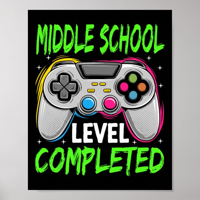 Póster Middle School Level Complete Gamer Cl Of 2025 Grad (Frente)