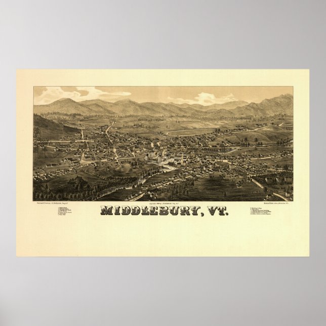Póster Middlebury VT 1886 (Frente)