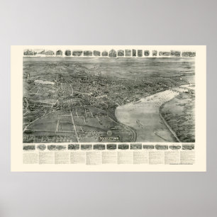 Póster Middletown, mapa panorámico del CT - 1915