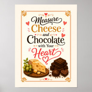 Póster Mide el queso y el chocolate con tu corazón