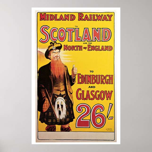 Póster Midland Railway to Scotland Vintage Travel (Frente)