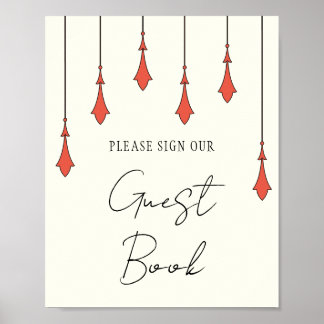 Póster Midnight Autumn Wedding Guest Book Sign